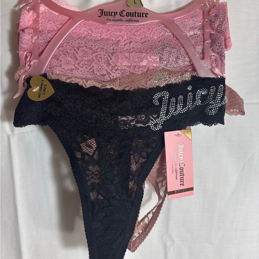 Juicy Couture 5-piece thong lingerie set. Size: Large
